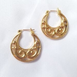Gold Swirl Hoop Earrings